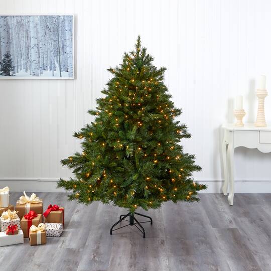 6ft. Pre-Lit Wyoming Mixed Pine Artificial Christmas Tree, Clear LED Lights